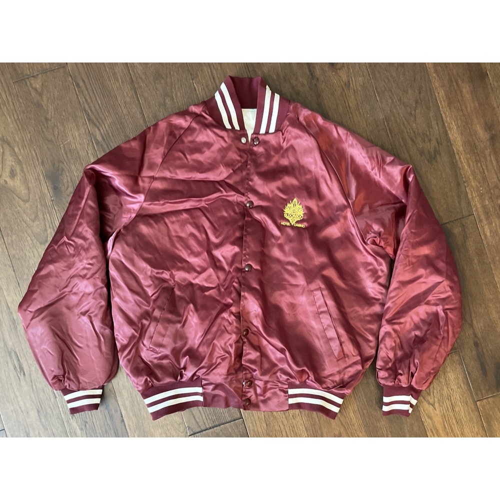 Westark Satin Bomber El Dorado Casino Hotel Reno Nevada Vintage XL Maroon